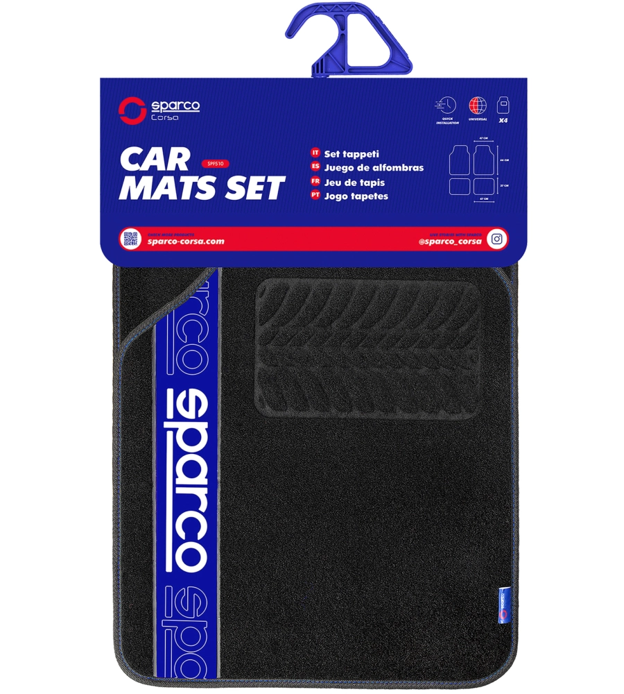 SET 4 TAPPETINI NERI E BLU PER AUTO SPARCO IN MOQUETTE